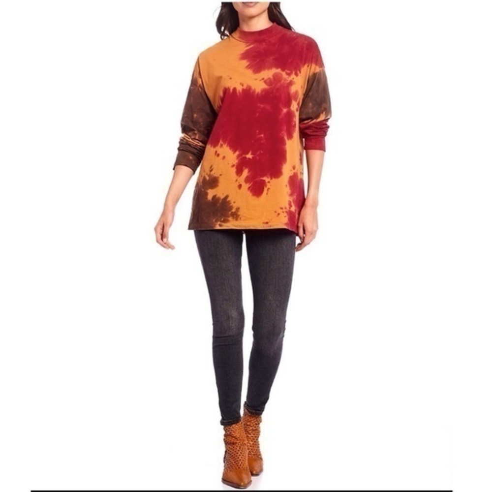 Free People Tie Dye Oversized Long Sleeve T-Shirt